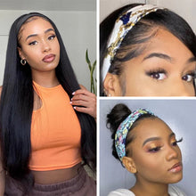 Load image into Gallery viewer, Put On & Go Silky Straight Headband Wig 100% Human Hair(Get 5 Pcs Free Headbands)