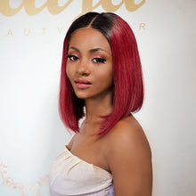 Load image into Gallery viewer, Naija 4X4 Closure Burgundy Straight Short Bob Human Hair Wigs - Naija Beauty Hair