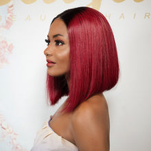 Load image into Gallery viewer, Naija 4X4 Closure Burgundy Straight Short Bob Human Hair Wigs - Naija Beauty Hair