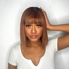 Load image into Gallery viewer, Double Drawn Mix Color Bob With Fringe Wig 12"