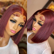 Load image into Gallery viewer, Burgundy 4X4 Closure Bob Wig 12'' - Naija Beauty Hair