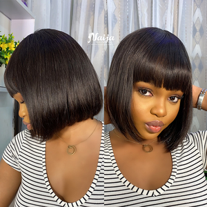 Naija Beauty Silky Straight Short Bob With Fringe Human Hair Wig - Naija Beauty Hair