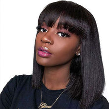 Load image into Gallery viewer, Naija Beauty Silky Straight Short Bob With Fringe Human Hair Wig - Naija Beauty Hair
