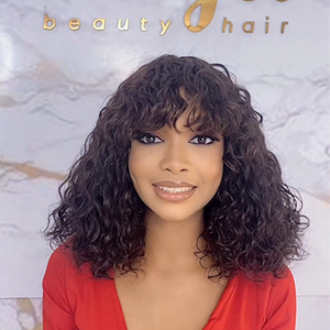 Super Double Drawn Pissy Curl With Fringe Wig - Naija Beauty Hair