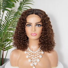 Load image into Gallery viewer, Wig Mercy - Full Curly Brown Ombre Compact Closure /13X4 Frontal Lace Human Hair Wig - Naija Beauty Hair
