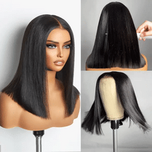 Load image into Gallery viewer, Double Drawn  Glueless 2X6  Closure Lace  Bob 100% Human Hair Wig
