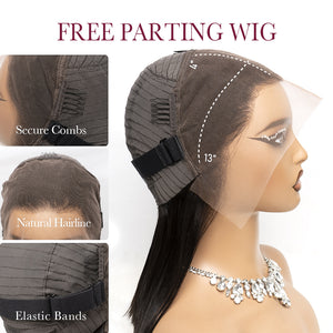 Glueless Bone straight 13x4 Lace Frontal Ready to Go Bob Wig