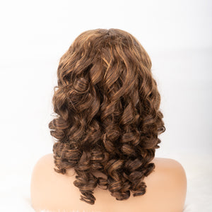 High Density Bouncy Curls 4X4 Closure Human Hair Wig 14"
