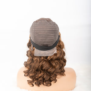 High Density Bouncy Curls 4X4 Closure Human Hair Wig 14"
