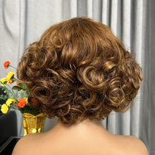 Load image into Gallery viewer, Brown Blonde Ombre Egg Curl Wig with Bangs
