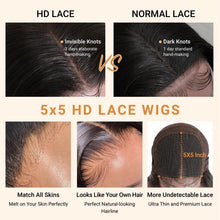 Load image into Gallery viewer, 300% Glueless Blunt Cut Bone straight 5x5 Pre-Cut HD Lace Ready to Go Bob Wig
