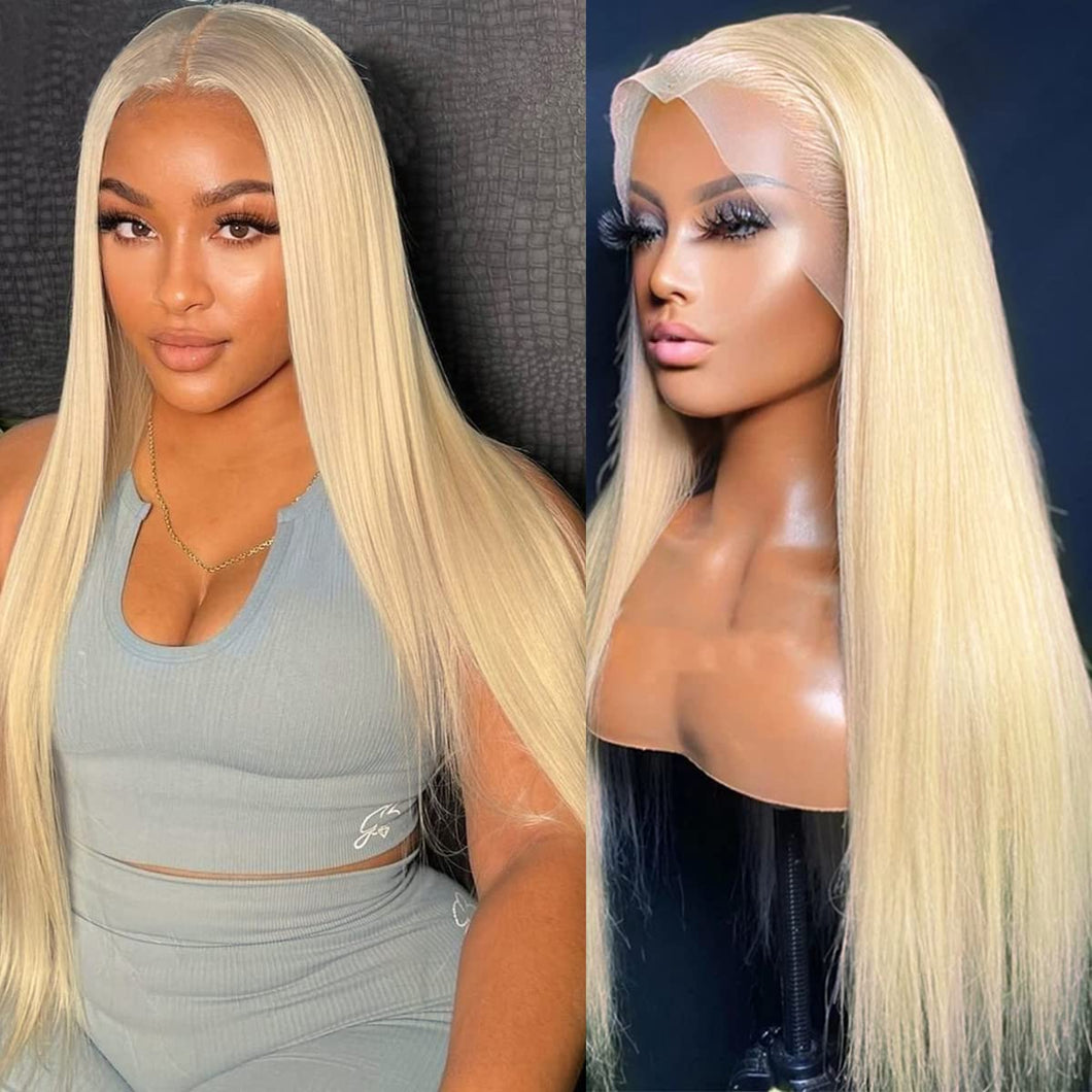 Super Double Drawn 13X4  Frontal Lace  Wig  White 613#  24