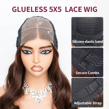 Load image into Gallery viewer, Glueless Chestnut Brown Body Wave 5x5 Pre-Cut HD Lace Wig 100% Human Hair 18&quot;
