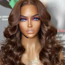 Load image into Gallery viewer, Glueless Chestnut Brown Loose Wave 5x5  Pre-Cut HD Lace Wig 100% Human Hair

