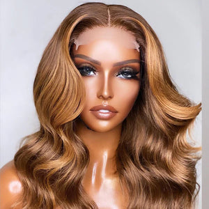 Glueless  Fabulous Ombre Brown Loose Wavy Closure Wig 18"