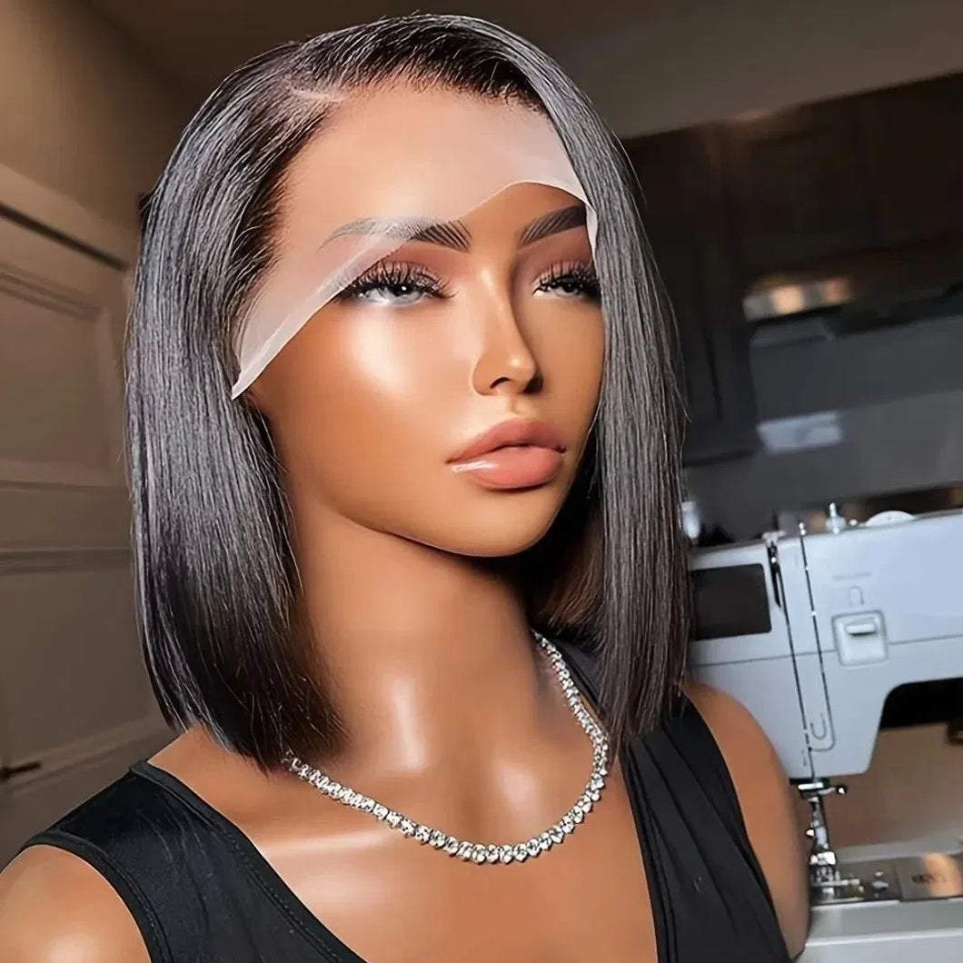 Glueless Bone straight 13x4 Lace Frontal Ready to Go Bob Wig