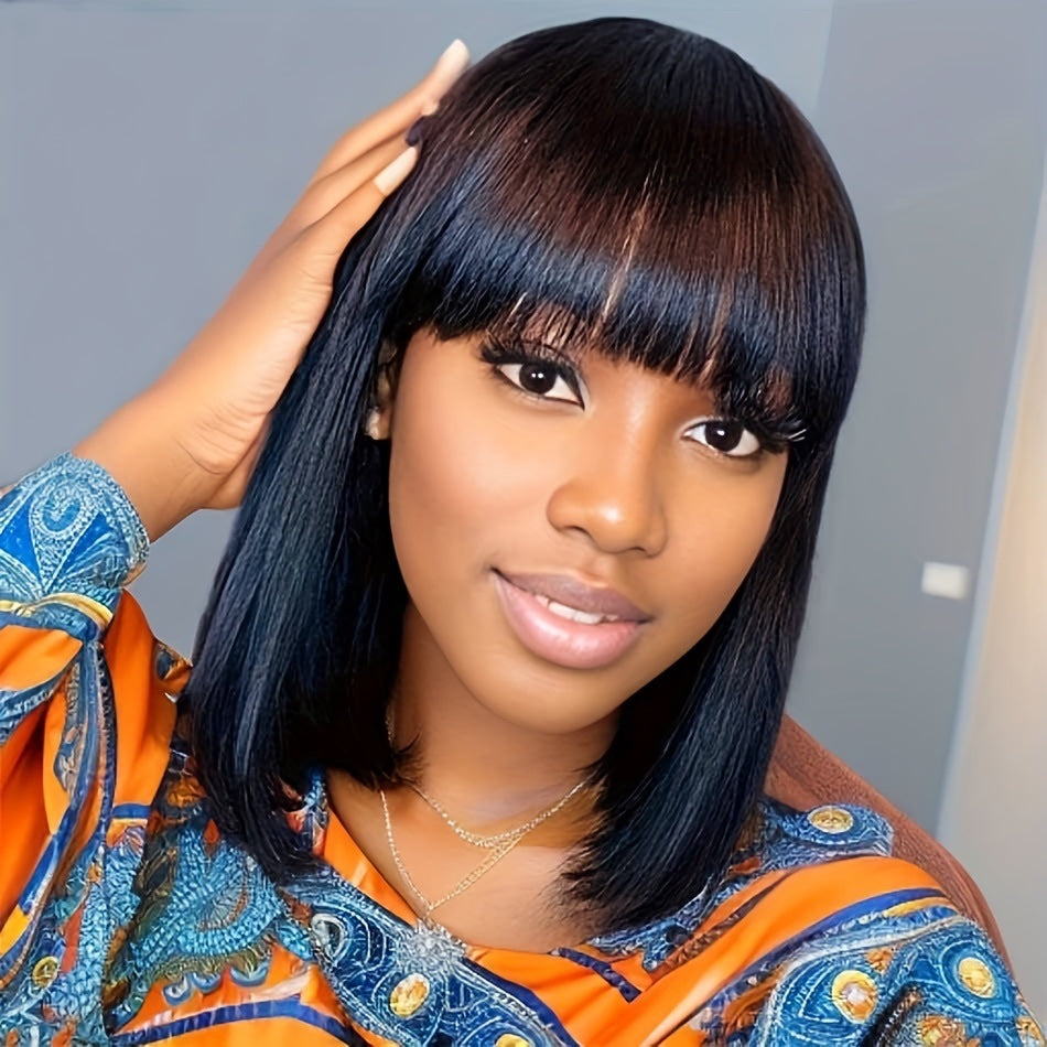 💥[ BIG SALE ]  Silky Straight Short Bob With Fringe  Wig