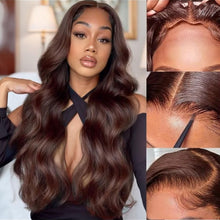Load image into Gallery viewer, Glueless Chestnut Brown Loose Wave 5x5  Pre-Cut HD Lace Wig 100% Human Hair
