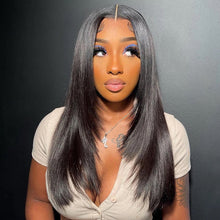 Load image into Gallery viewer, Glueless Layered Bone Straight 5×5 Pre-Cut Closure HD Lace Wig 100% Human Hair 22“
