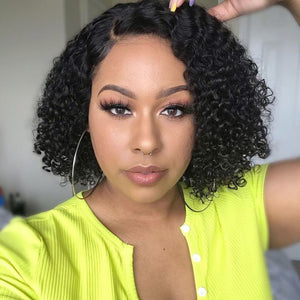 Naija Beauty Realistic Kinky Curly 4X4 Lace Closure Short Wig 100% Human Hair Wig - Naija Beauty Hair