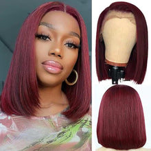 Load image into Gallery viewer, Burgundy  Bob Compact Frontal Wig - Naija Beauty Hair
