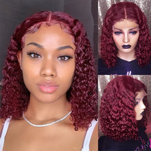 Load image into Gallery viewer, Burgundy  Bob T Part Frontal Wig - Naija Beauty Hair
