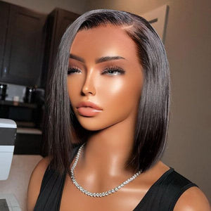 Glueless Bone straight 13x4 Lace Frontal Ready to Go Bob Wig