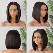 Load image into Gallery viewer, 💥[ BIG SALE ] Blunt Cut Double Drawn 180% Bone Straight 13x4 HD Lace Frontal Glueless  Wig
