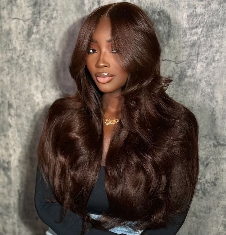 Glueless Dark Brown Body wave 4x4 HD Lace Wig 100% Human Hair
