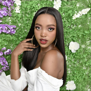 Glueless  Double Drawn  Bone   Straight 4X4 Closure Wig  20"