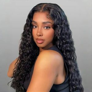 Water Wave 4x4 Closure Lace Glueless Side Part Short Wig 100% Human Hair