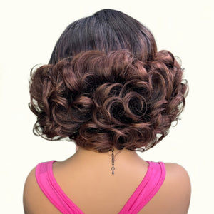 Ginger Ombre Bouncy Curly 5x5  Glueless Short Wig 100% Human Hair