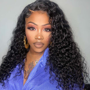 💥[ BIG SALE ] Virgin  Deep Wave Curly Compact Frontal  Wig