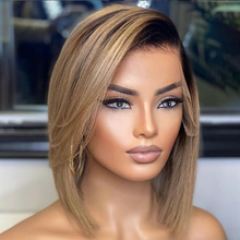 Load image into Gallery viewer, Blonde Ombre Color T Part Lace Bob Wig 12&quot; - Naija Beauty Hair
