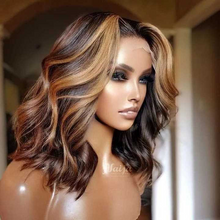 Load image into Gallery viewer, Highlight Color Celebrity Style 4x4 Lace Wig 14&quot; - Naija Beauty Hair
