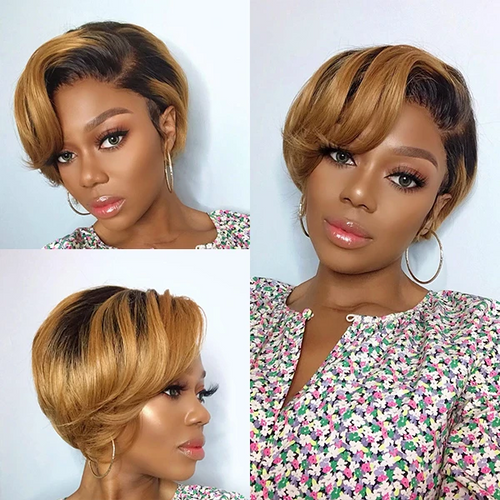 Honey Brown Pixie Cut Lace Wig - Naija Beauty Hair