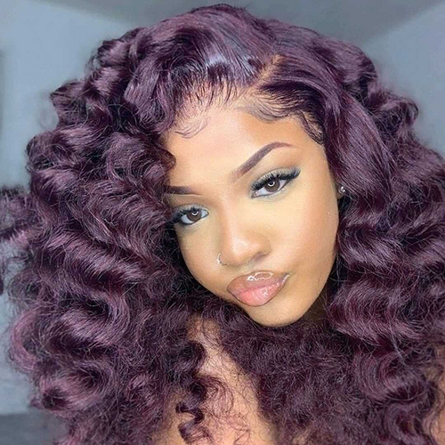 Luxury Purple Color Loose Wave 13X4 Full Frontal Wig - Naija Beauty Hair