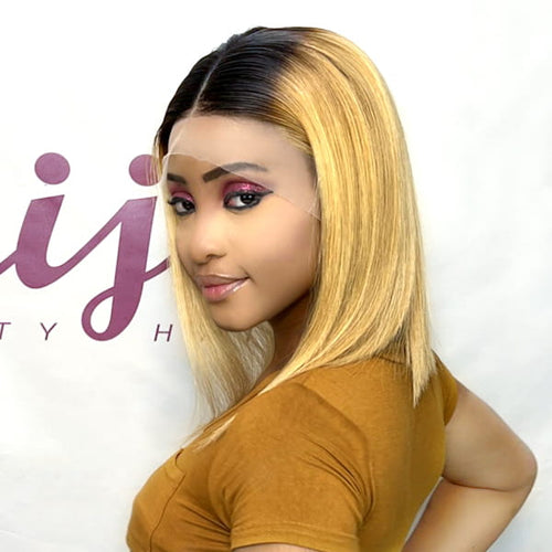 Naija New Arrival Straight 13X4 Frontal Short Bob Human Hair Wigs 12'' #T1B - Naija Beauty Hair