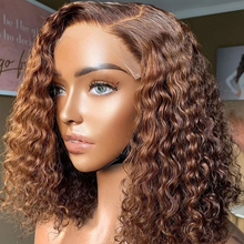 Load image into Gallery viewer, New Arrival - Fancy Ombre Brown 4x4 Closure Curly Wig - Naija Beauty Hair
