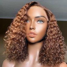 Load image into Gallery viewer, New Arrival - Fancy Ombre Brown 4x4 Closure Curly Wig - Naija Beauty Hair
