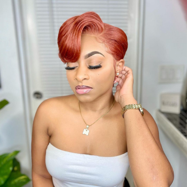 Red Orange Pixie Cut T-Part Lace Wig - Naija Beauty Hair