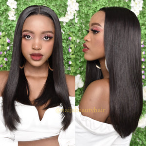 Super Double Drawn Bone Straight Closure Wig 18" - Naija Beauty Hair