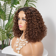 Load image into Gallery viewer, Wig Mercy - Full Curly  Brown Ombre Compact Closure /13X4 Frontal Lace Human Hair Wig - Naija Beauty Hair
