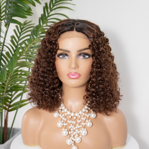 Wig Mercy - Full Curly  Brown Ombre Compact Closure /13X4 Frontal Lace Human Hair Wig - Naija Beauty Hair
